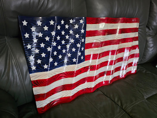 Handcrafted Wall Mounted Wooden American Flag