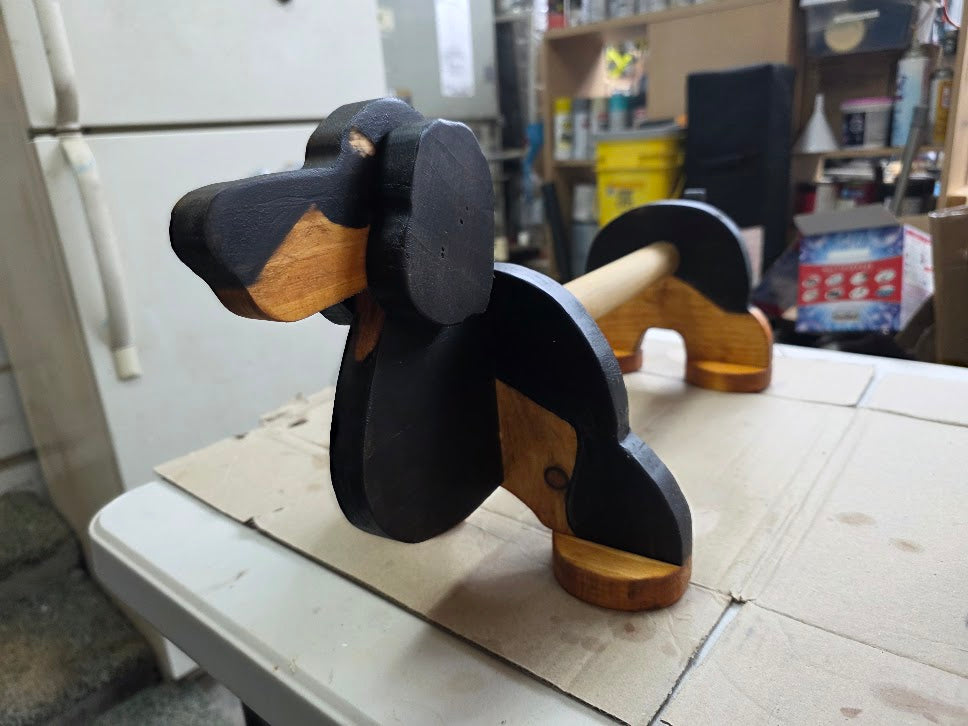 Handmade Wooden Dog Paper Towel Holder