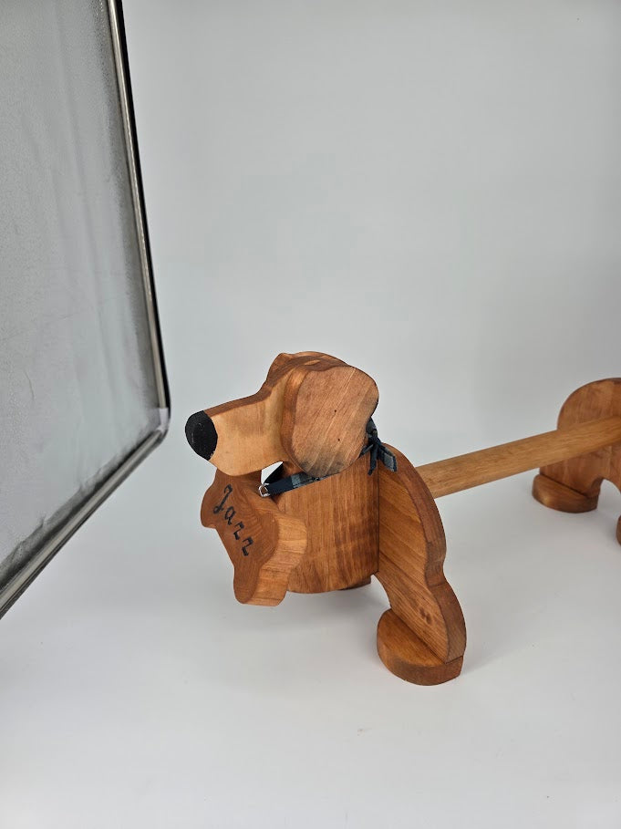 Handmade Wooden Dog Paper Towel Holder