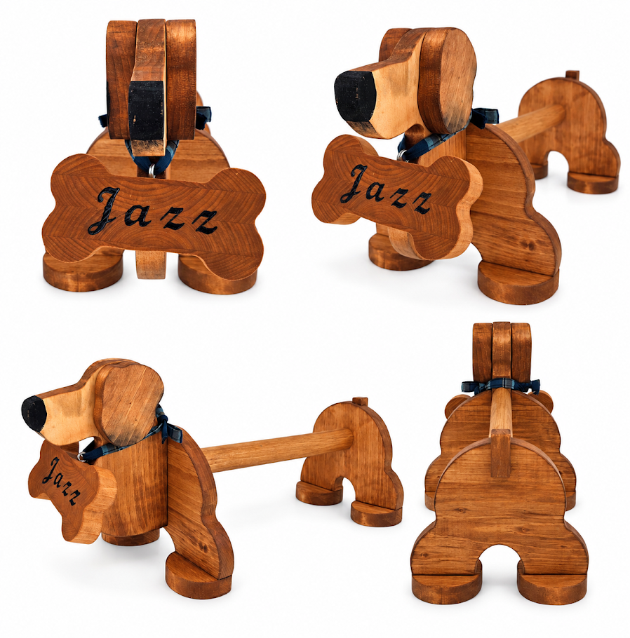 Handmade Wooden Dog Paper Towel Holder