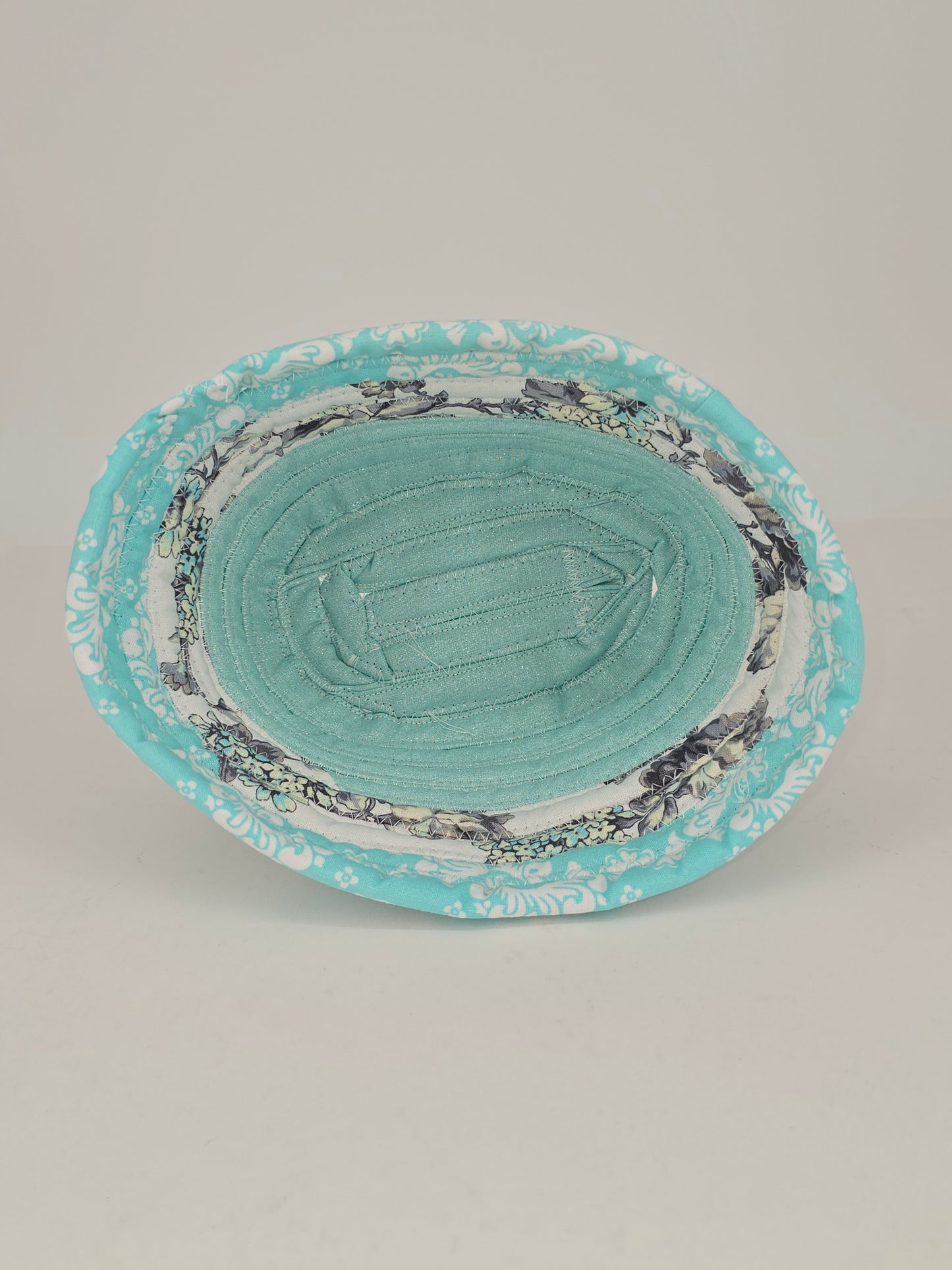 Small Jelly Roll Basket - Teal and Flowers