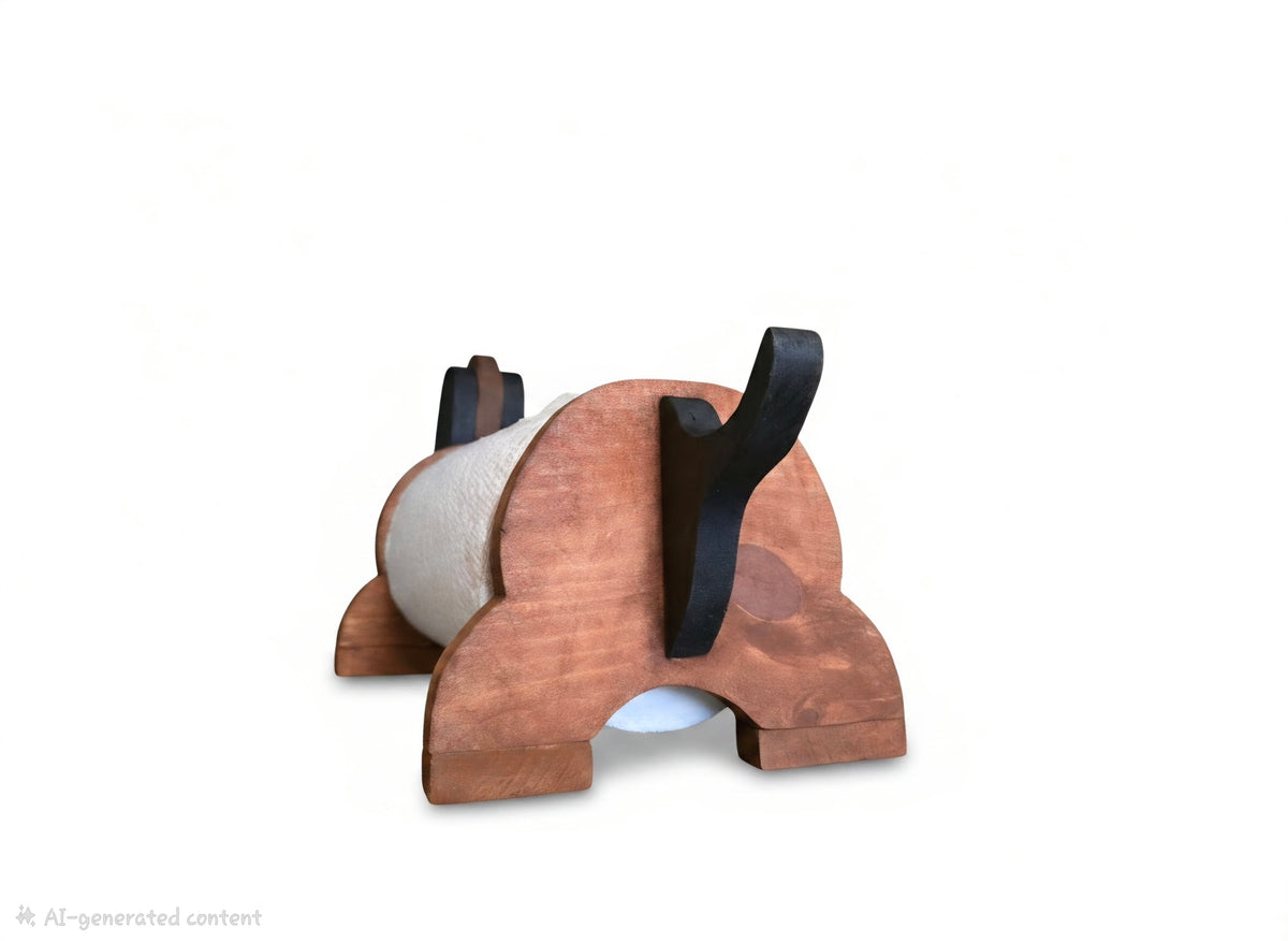 Handmade Wooden Dog Paper Towel Holder
